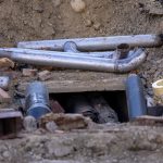 Underground pipes exposed