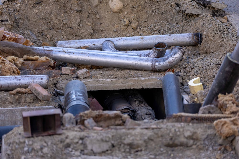 Underground pipes exposed